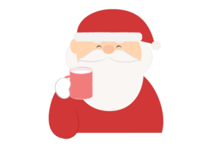 笑顔でホットミルクを飲むサンタクロースのイラスト