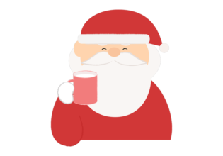 笑顔でホットミルクを飲むサンタクロースのイラスト