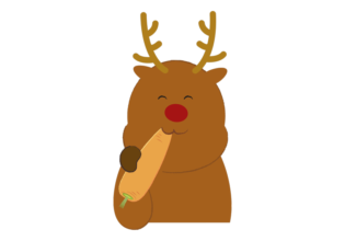 人参をかじるトナカイのイラスト