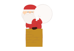 煙突から家に入ろうとするサンタクロースのイラスト